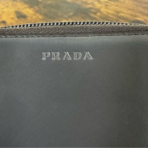 Prada Gray Leather Wallet W/ Certificate of Authenticity - Picture 3 of 15